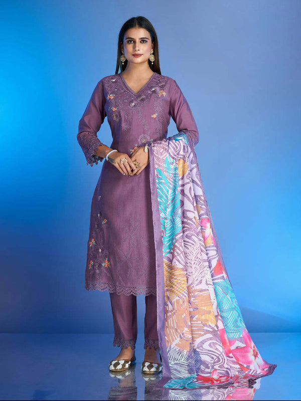 Lavender Roman Silk Pant Suit 189961